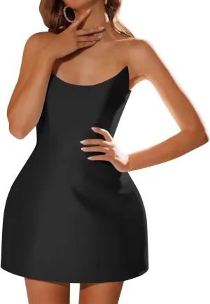 A Line Short Satin Homecoming Wedding Party Dress Strapless Sleeveless Cocktail Gratulation Mini Short Dress