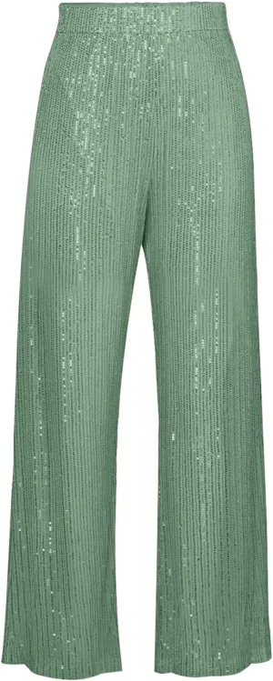 Aelidiya Women's Glitter Sequin Long Loose Pants Bling Party Clubwear Elastic Casual Pants