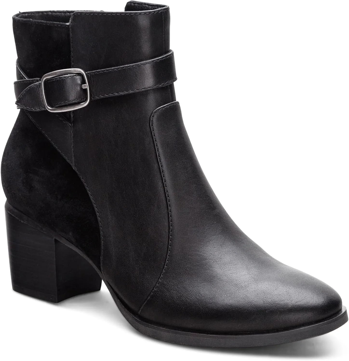 Aetrex Women's Rebecca Orthopedic Heel Boots - Weather-Friendly Leather Boots for Women Arch Support w/ Buckle and Side Zipper Ankle Boots for Women