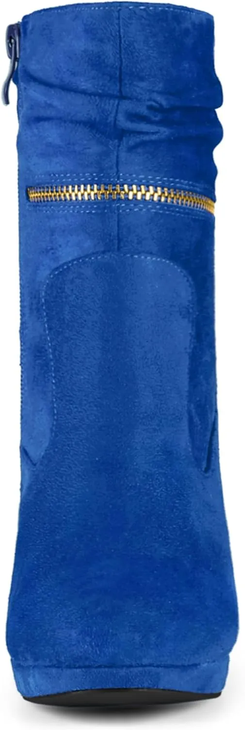 Allegra K Women's Ankle Zip Platform High Heel Mid Calf Boots