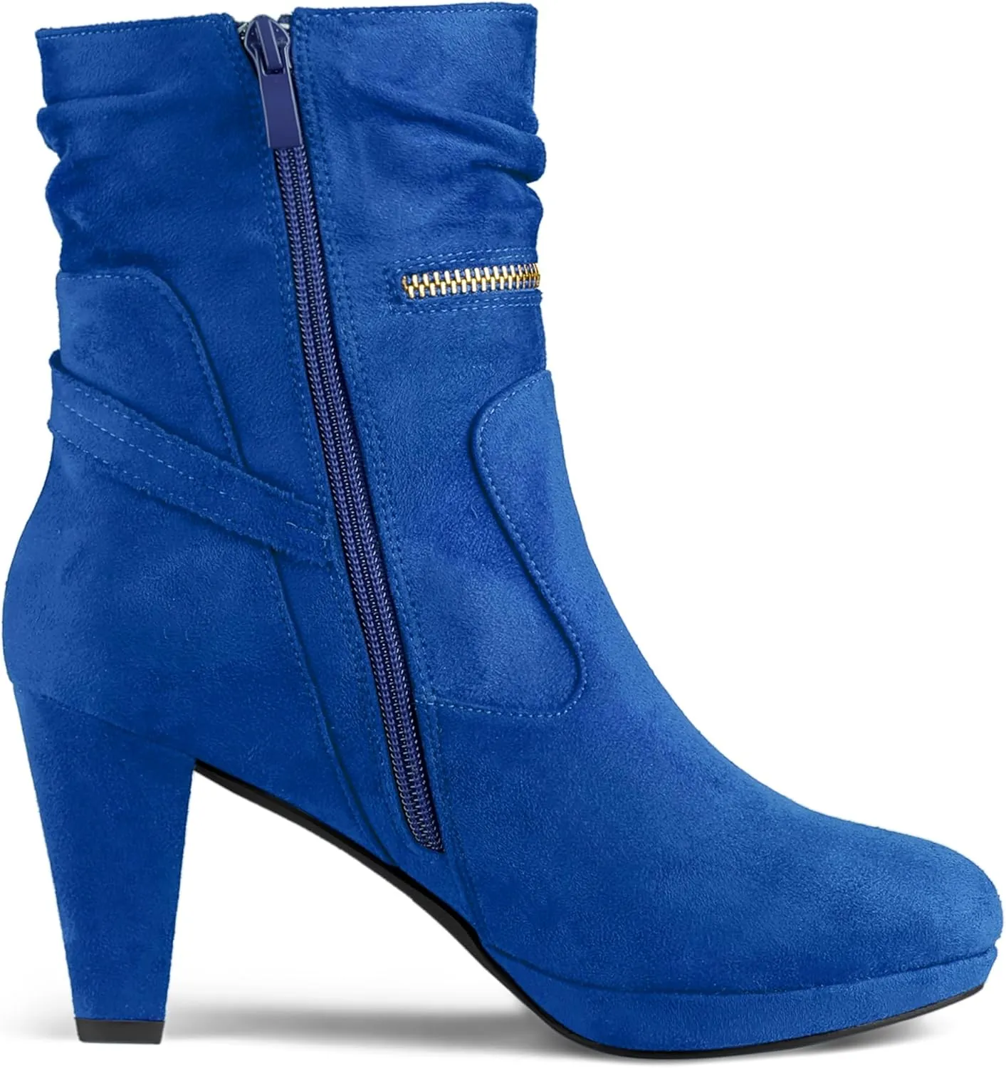 Allegra K Women's Ankle Zip Platform High Heel Mid Calf Boots