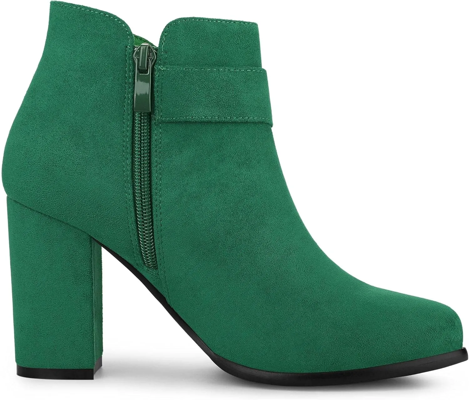 Allegra K Women's Buckle Side Zip Chunky Heels Ankle Boots