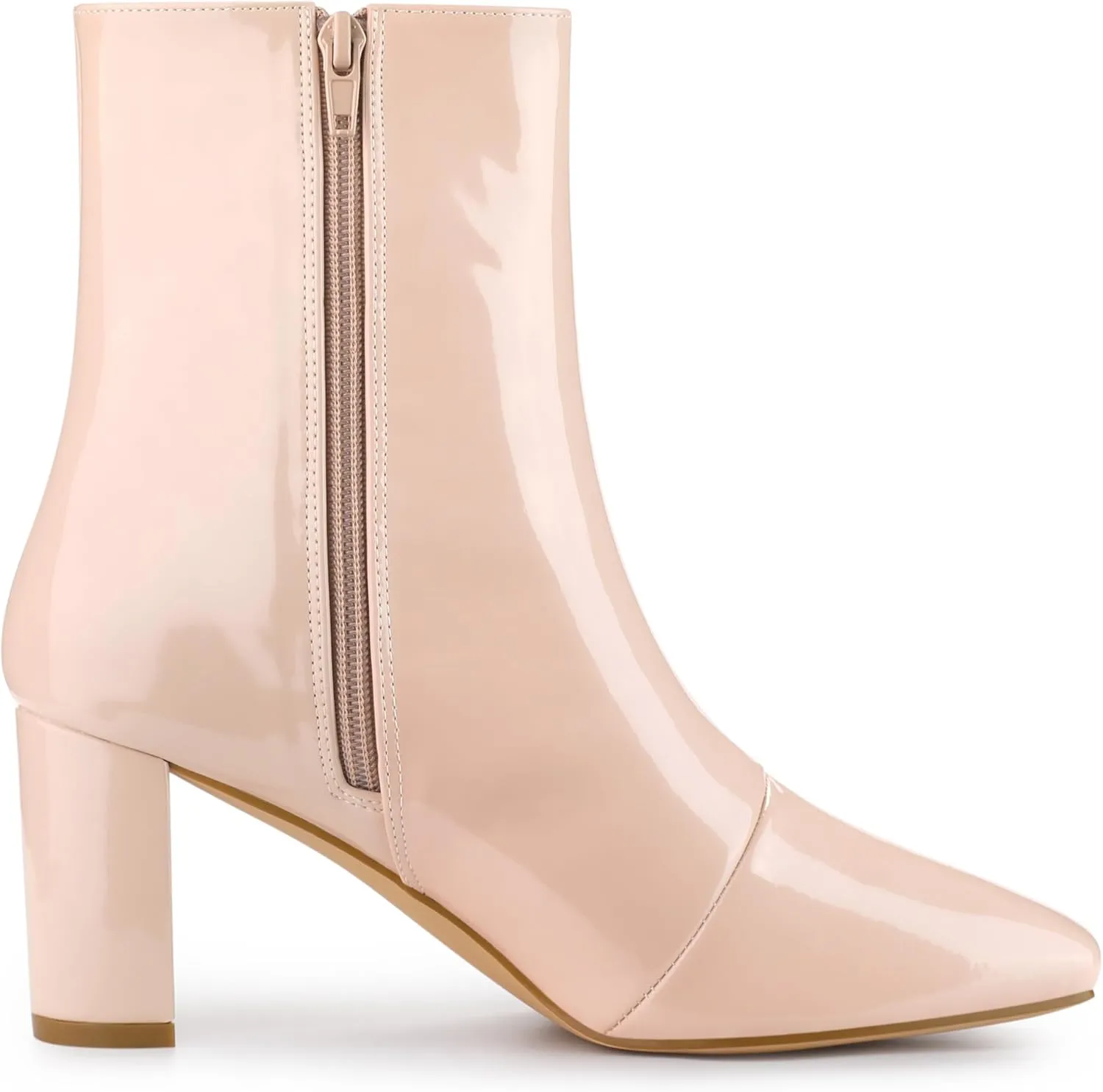 Allegra K Women's Gogo Boots Square Toe Side Zip Chunky Heels Ankle Boots