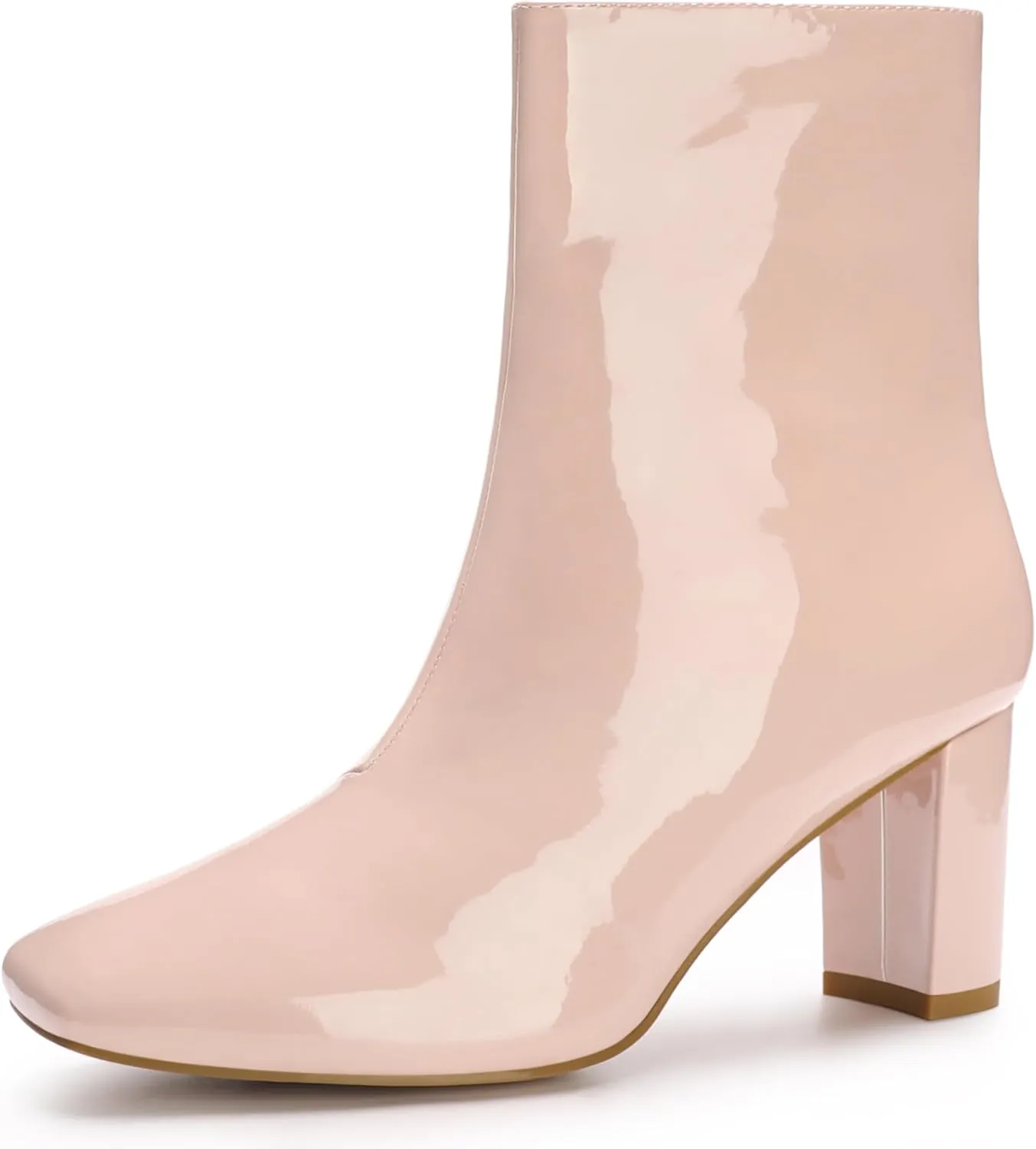 Allegra K Women's Gogo Boots Square Toe Side Zip Chunky Heels Ankle Boots