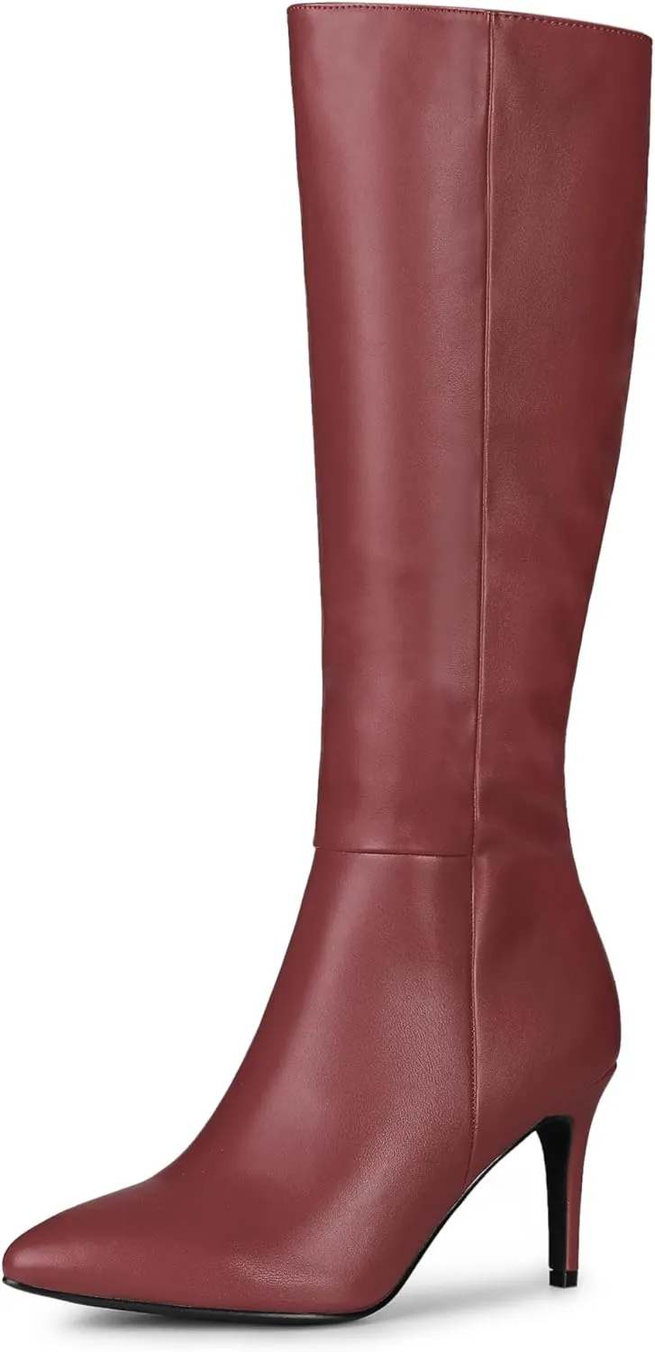 Allegra K Women's High Heels Pointed Toe Stiletto Heel Knee High Boots