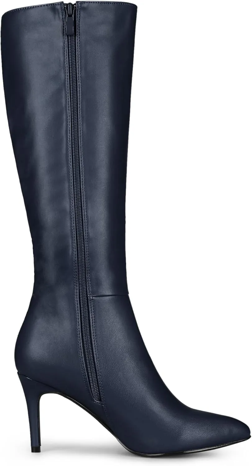 Allegra K Women's High Heels Pointed Toe Stiletto Heel Knee High Boots