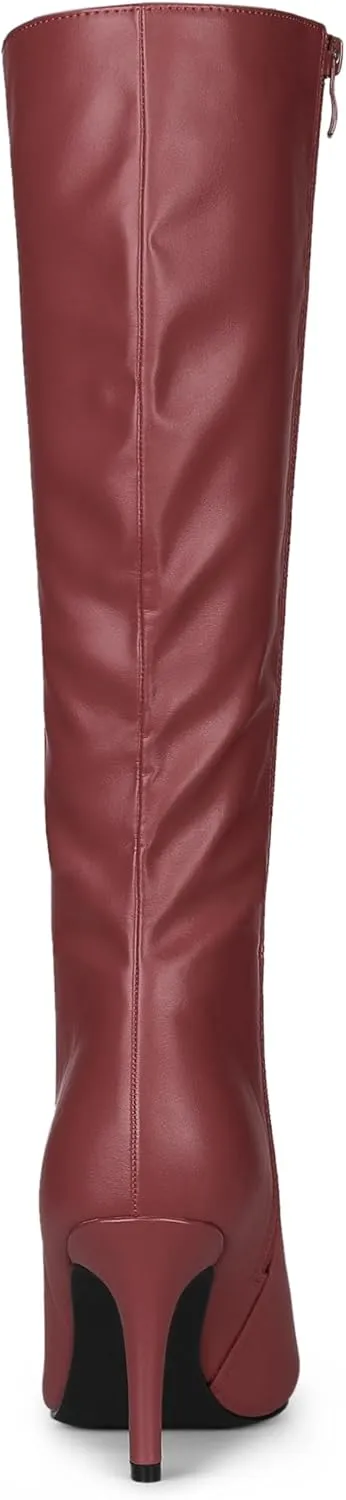 Allegra K Women's High Heels Pointed Toe Stiletto Heel Knee High Boots
