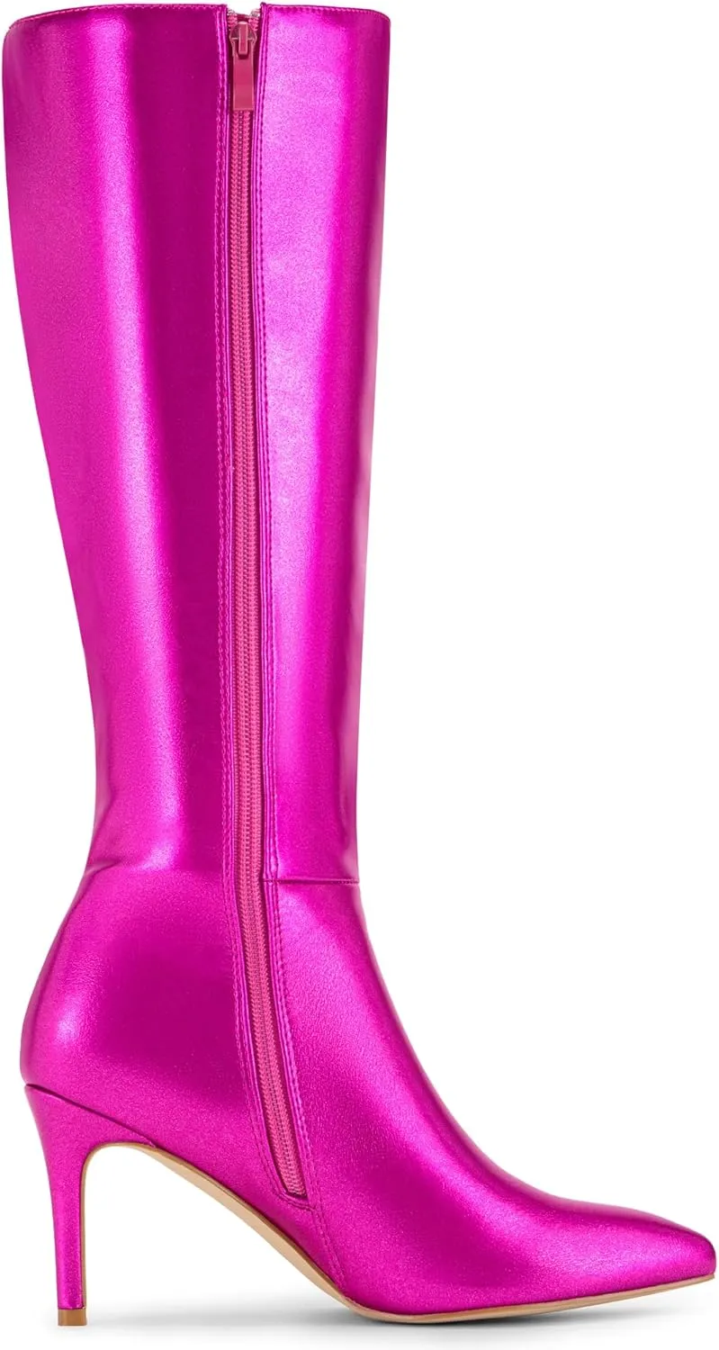 Allegra K Women's High Heels Pointed Toe Stiletto Heel Knee High Boots