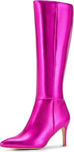 Allegra K Women's High Heels Pointed Toe Stiletto Heel Knee High Boots