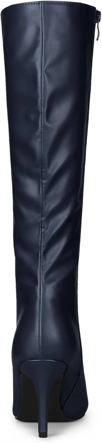 Allegra K Women's High Heels Pointed Toe Stiletto Heel Knee High Boots