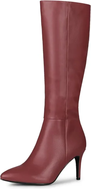 Allegra K Women's High Heels Pointed Toe Stiletto Heel Knee High Boots