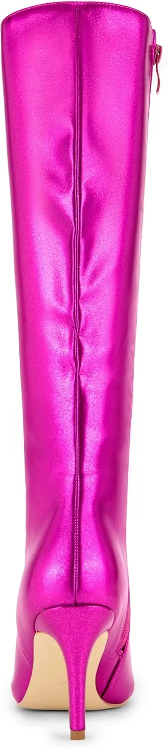 Allegra K Women's High Heels Pointed Toe Stiletto Heel Knee High Boots