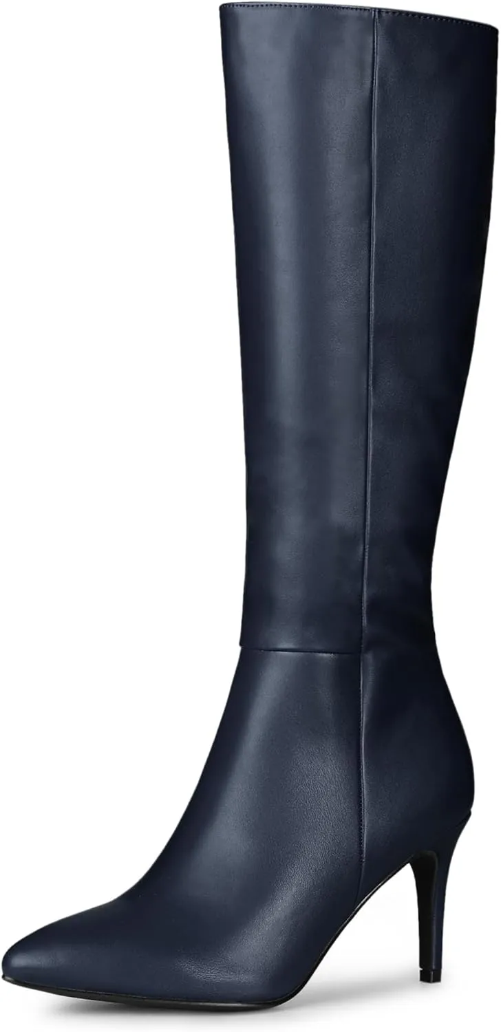 Allegra K Women's High Heels Pointed Toe Stiletto Heel Knee High Boots