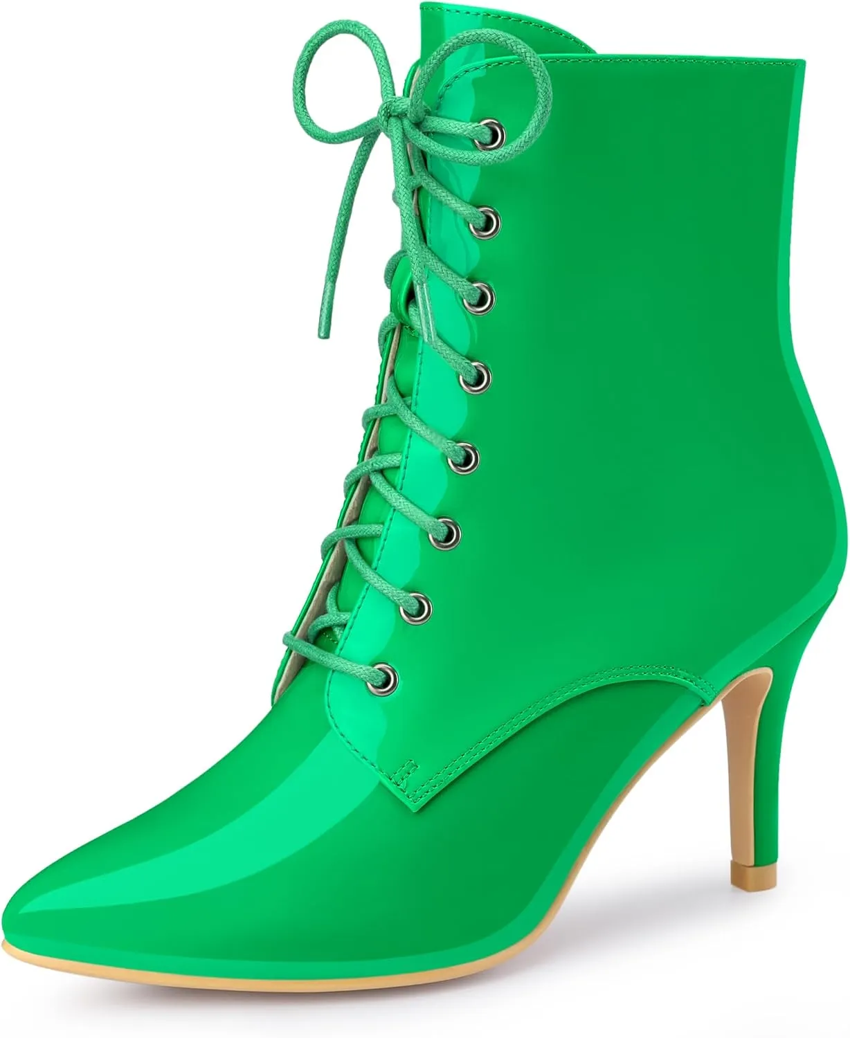 Allegra K Women's Lace Up Boots Pointed Toe Stiletto Heel Ankle Boots