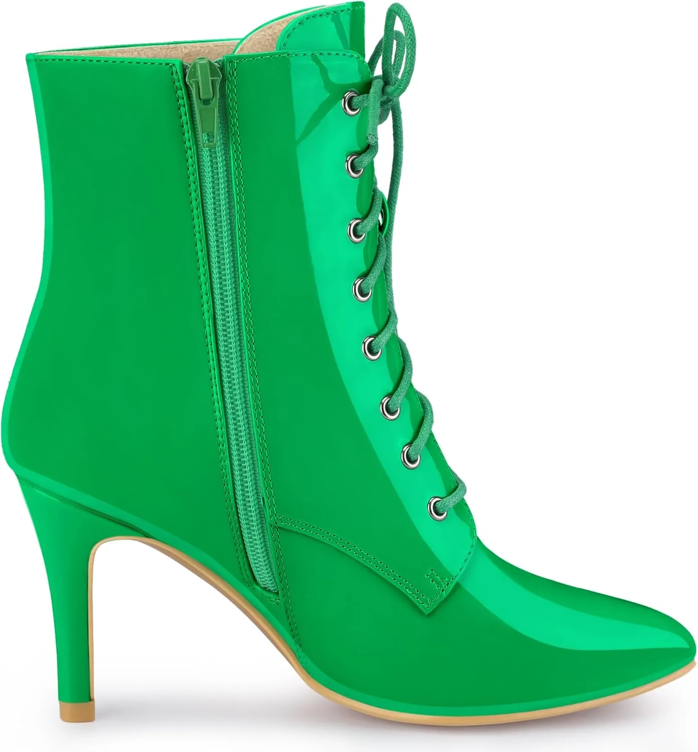 Allegra K Women's Lace Up Boots Pointed Toe Stiletto Heel Ankle Boots