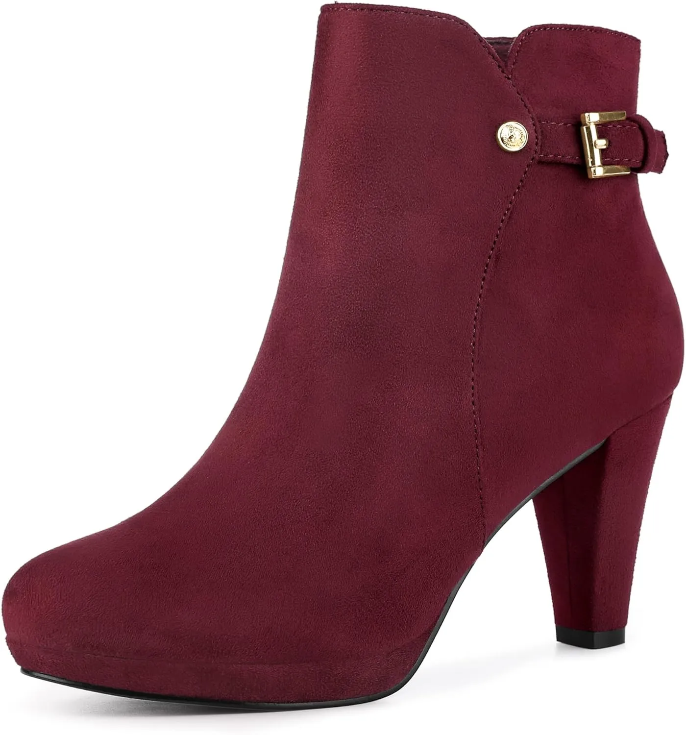 Allegra K Women's Low Platform Side Zip Buckle Chunky High Heel Ankle Booties