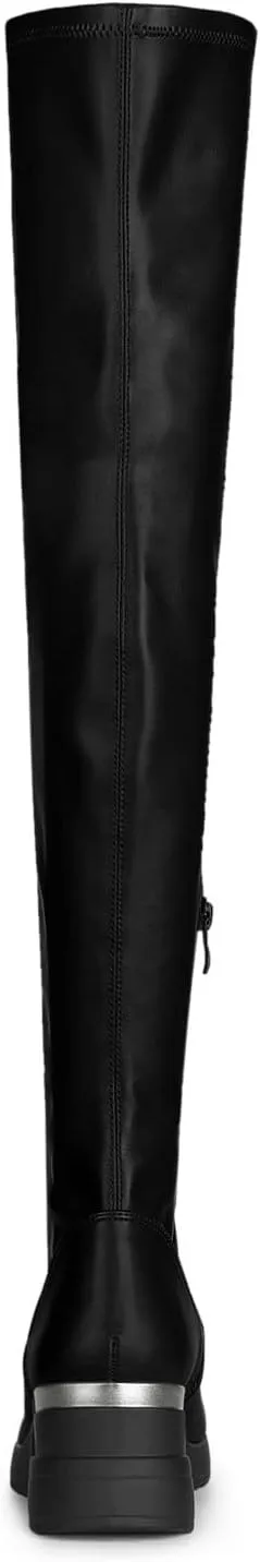 Allegra K Women's Platform Wedge Chunky Heels Over the Knee Thigh High Boots