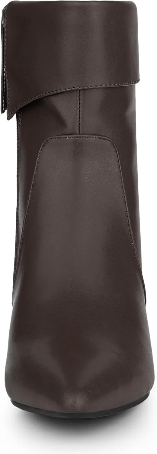 Allegra K Women's Pointed Toe Side Zip Kitten Heel Ankle Boots