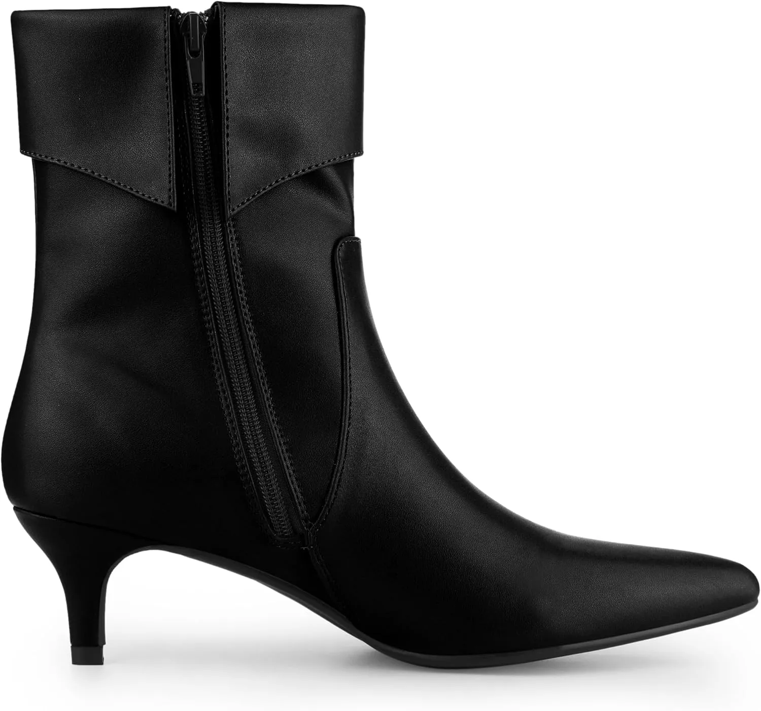 Allegra K Women's Pointed Toe Side Zip Kitten Heel Ankle Boots