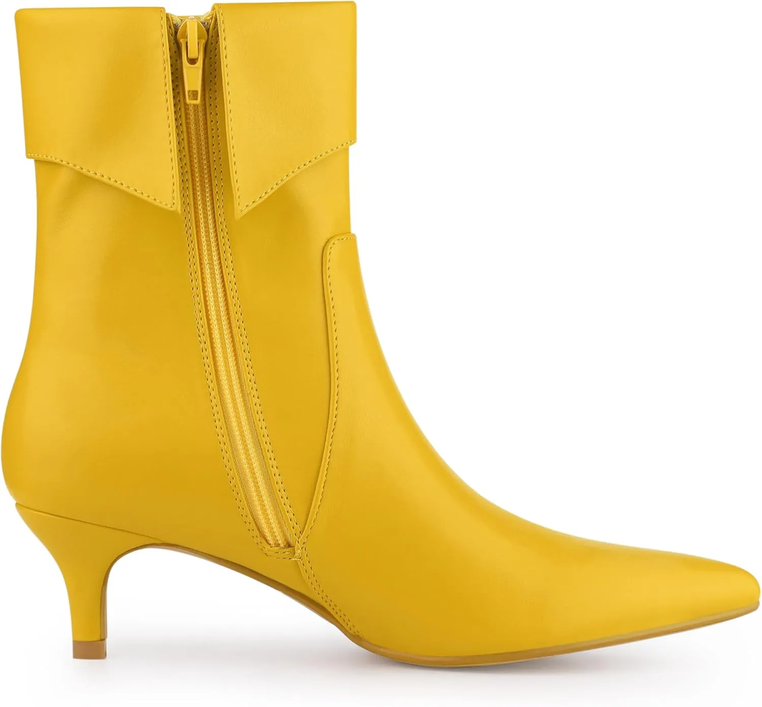 Allegra K Women's Pointed Toe Side Zip Kitten Heel Ankle Boots