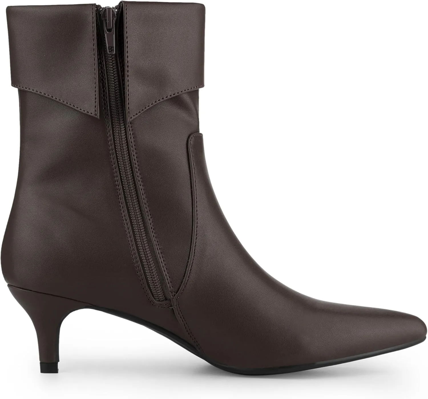 Allegra K Women's Pointed Toe Side Zip Kitten Heel Ankle Boots