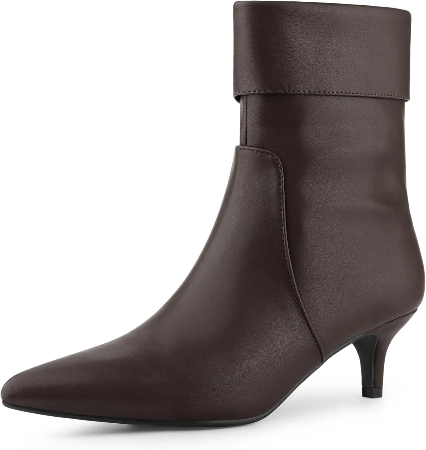 Allegra K Women's Pointed Toe Side Zip Kitten Heel Ankle Boots