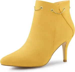Allegra K Women's Pointed Toe Side Zip Stiletto Heel Ankle Booties