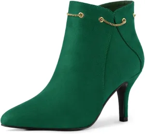 Allegra K Women's Pointed Toe Side Zip Stiletto Heel Ankle Booties