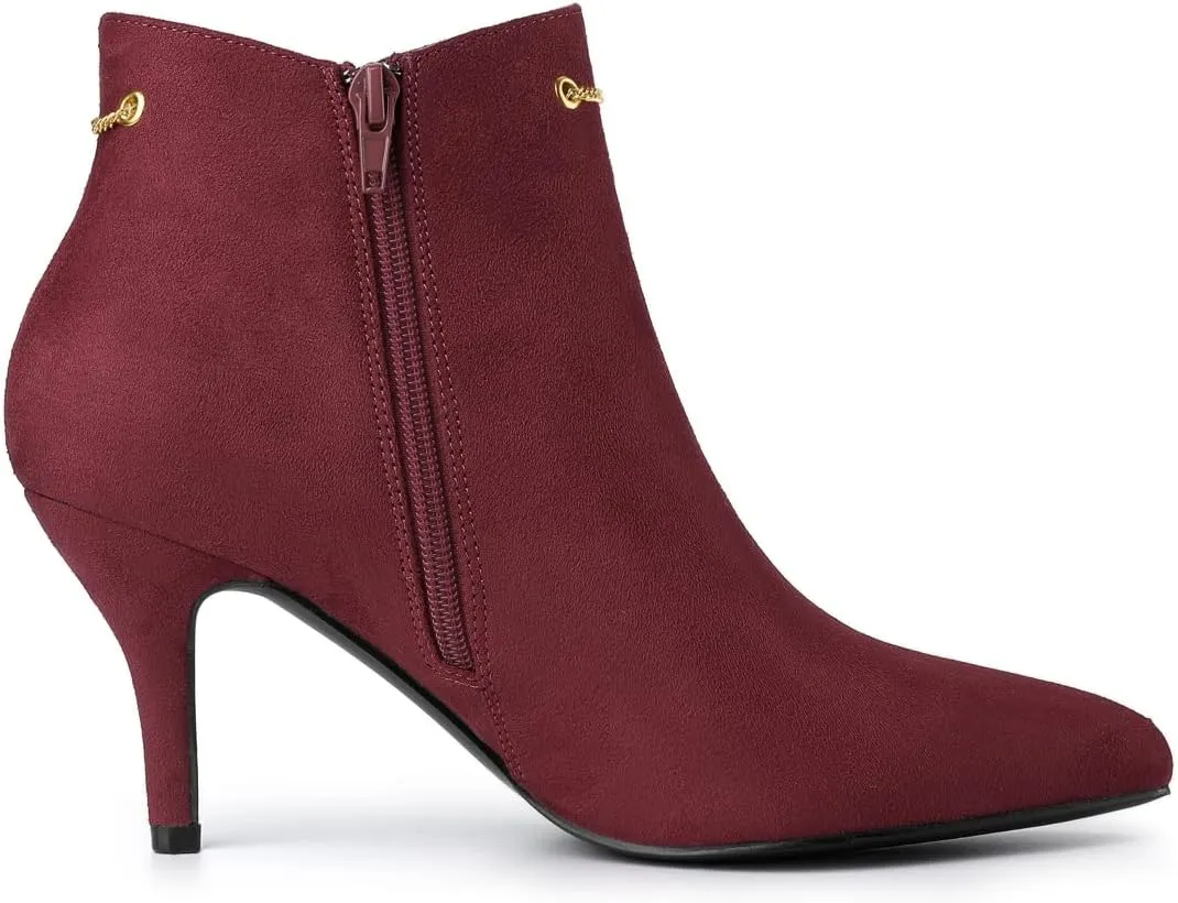 Allegra K Women's Pointed Toe Side Zip Stiletto Heel Ankle Booties