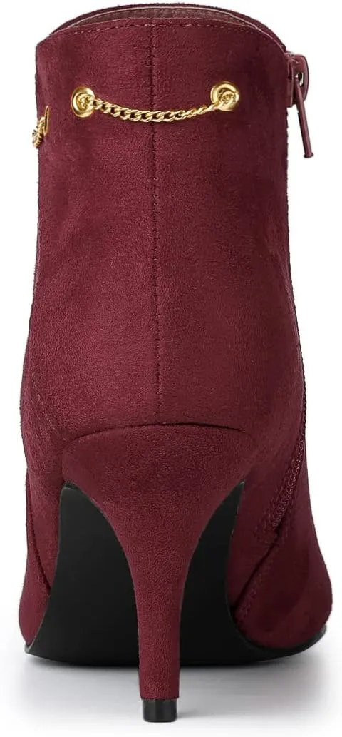 Allegra K Women's Pointed Toe Side Zip Stiletto Heel Ankle Booties