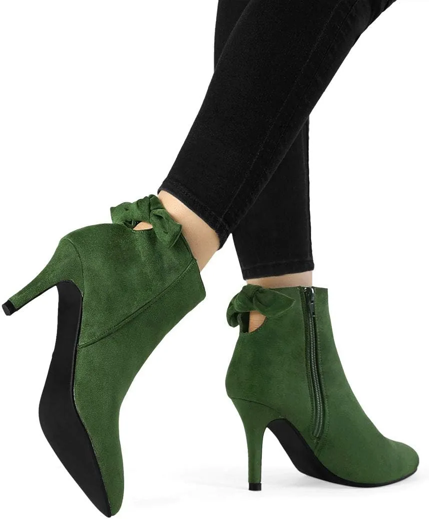 Allegra K Women's Pointed Toe Stiletto Heel Ankle Boots