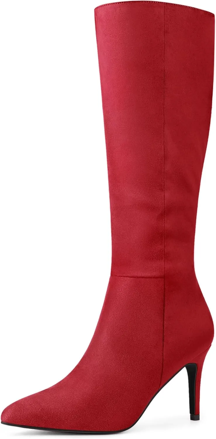Allegra K Women's Pointed Toe Stiletto Heels Knee High Boots