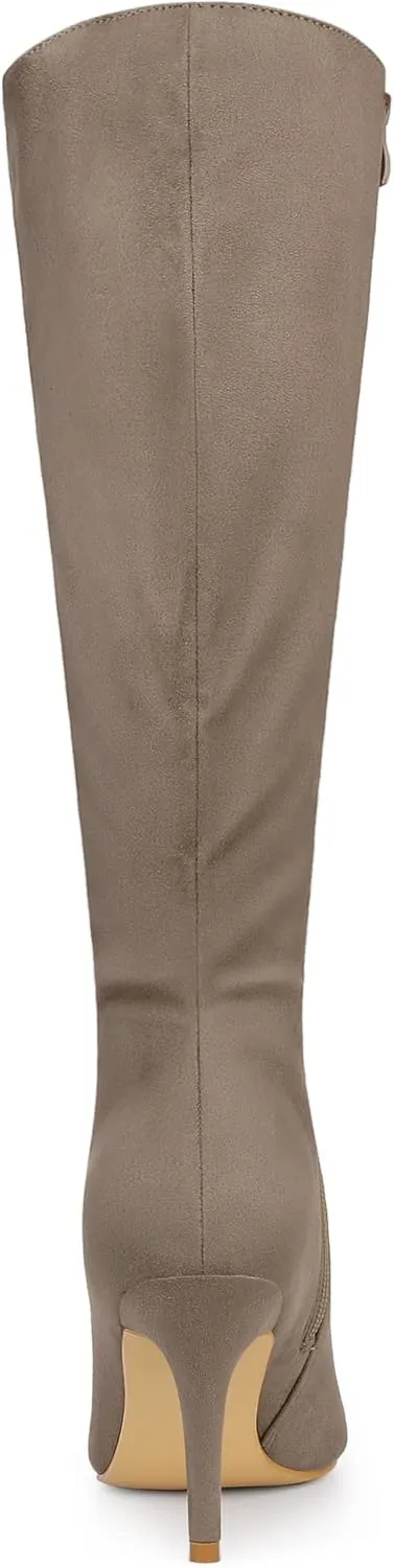 Allegra K Women's Pointed Toe Stiletto Heels Knee High Boots