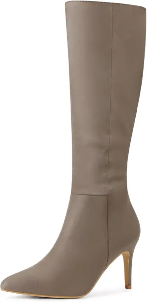 Allegra K Women's Pointed Toe Stiletto Heels Knee High Boots