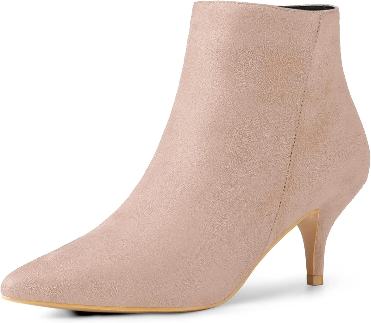 Allegra K Women's Pointed Toe Zip Stiletto Kitten Heel Ankle Booties