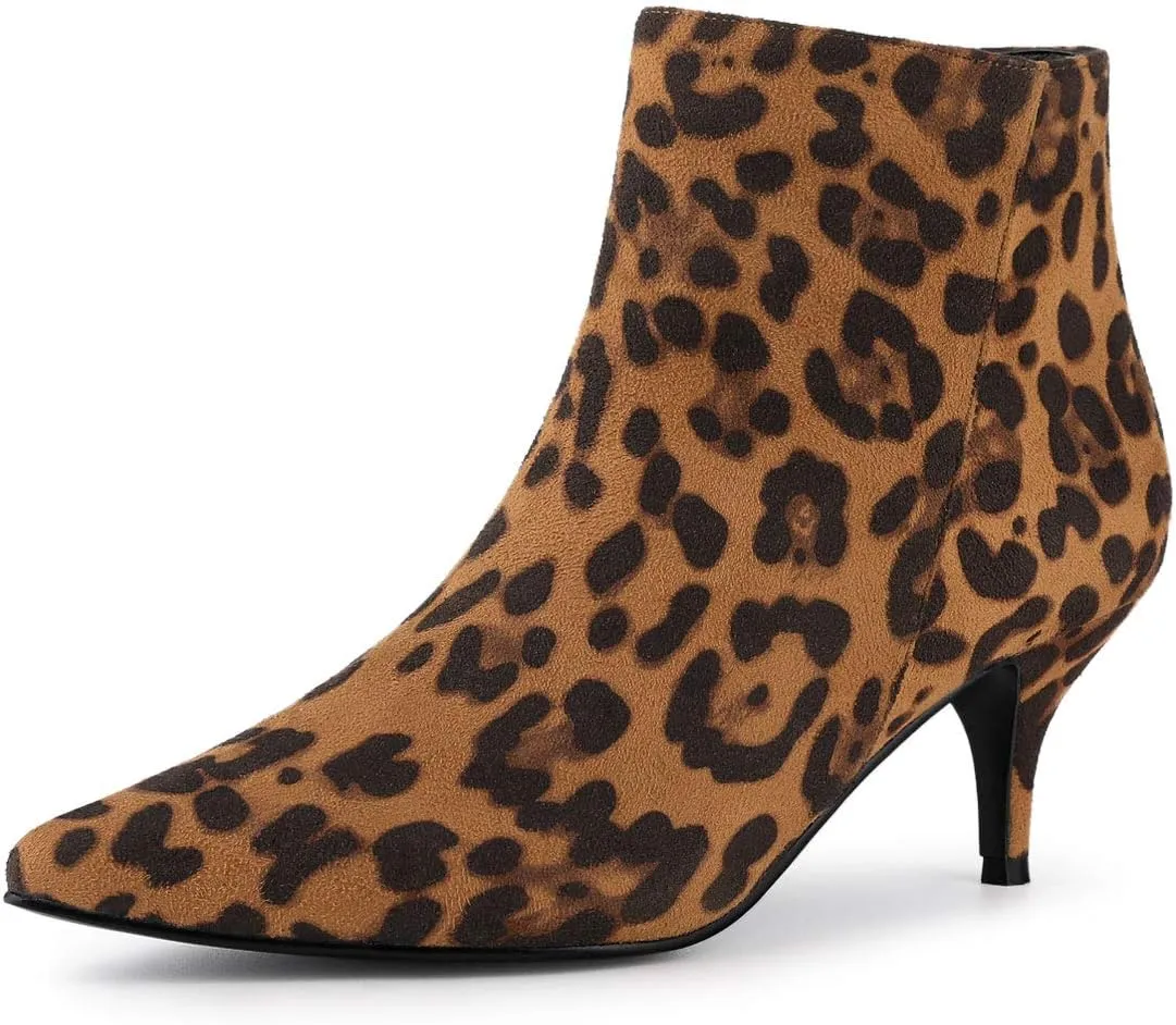 Allegra K Women's Pointed Toe Zip Stiletto Kitten Heel Ankle Booties