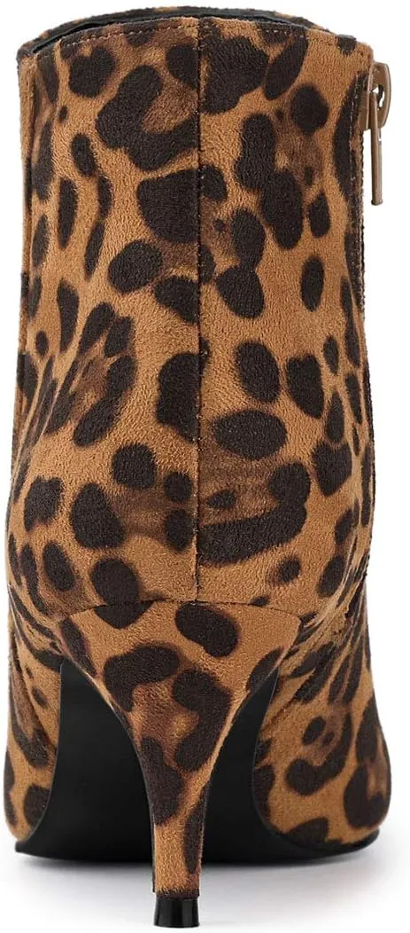 Allegra K Women's Pointed Toe Zip Stiletto Kitten Heel Ankle Booties