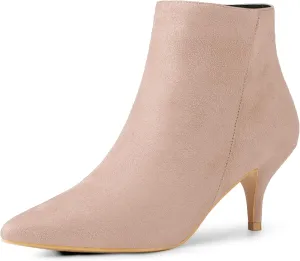 Allegra K Women's Pointed Toe Zip Stiletto Kitten Heel Ankle Booties
