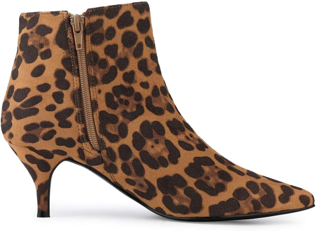 Allegra K Women's Pointed Toe Zip Stiletto Kitten Heel Ankle Booties