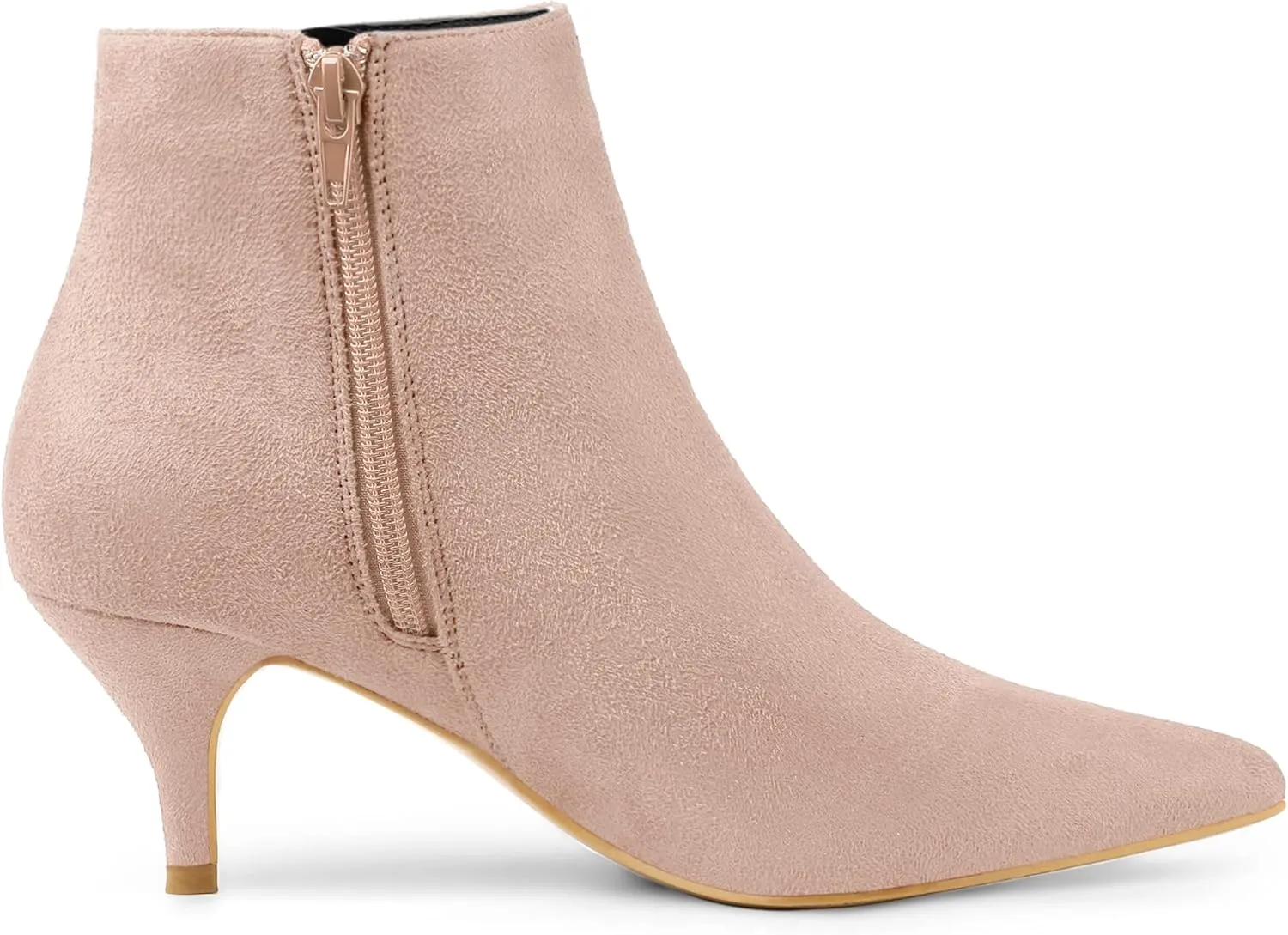 Allegra K Women's Pointed Toe Zip Stiletto Kitten Heel Ankle Booties