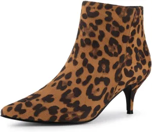 Allegra K Women's Pointed Toe Zip Stiletto Kitten Heel Ankle Booties