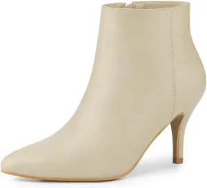 Allegra K Women's Pointed Toe Zipper Stiletto Heel Ankle Boots