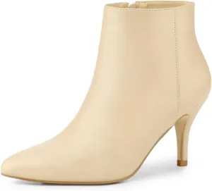 Allegra K Women's Pointed Toe Zipper Stiletto Heel Ankle Boots