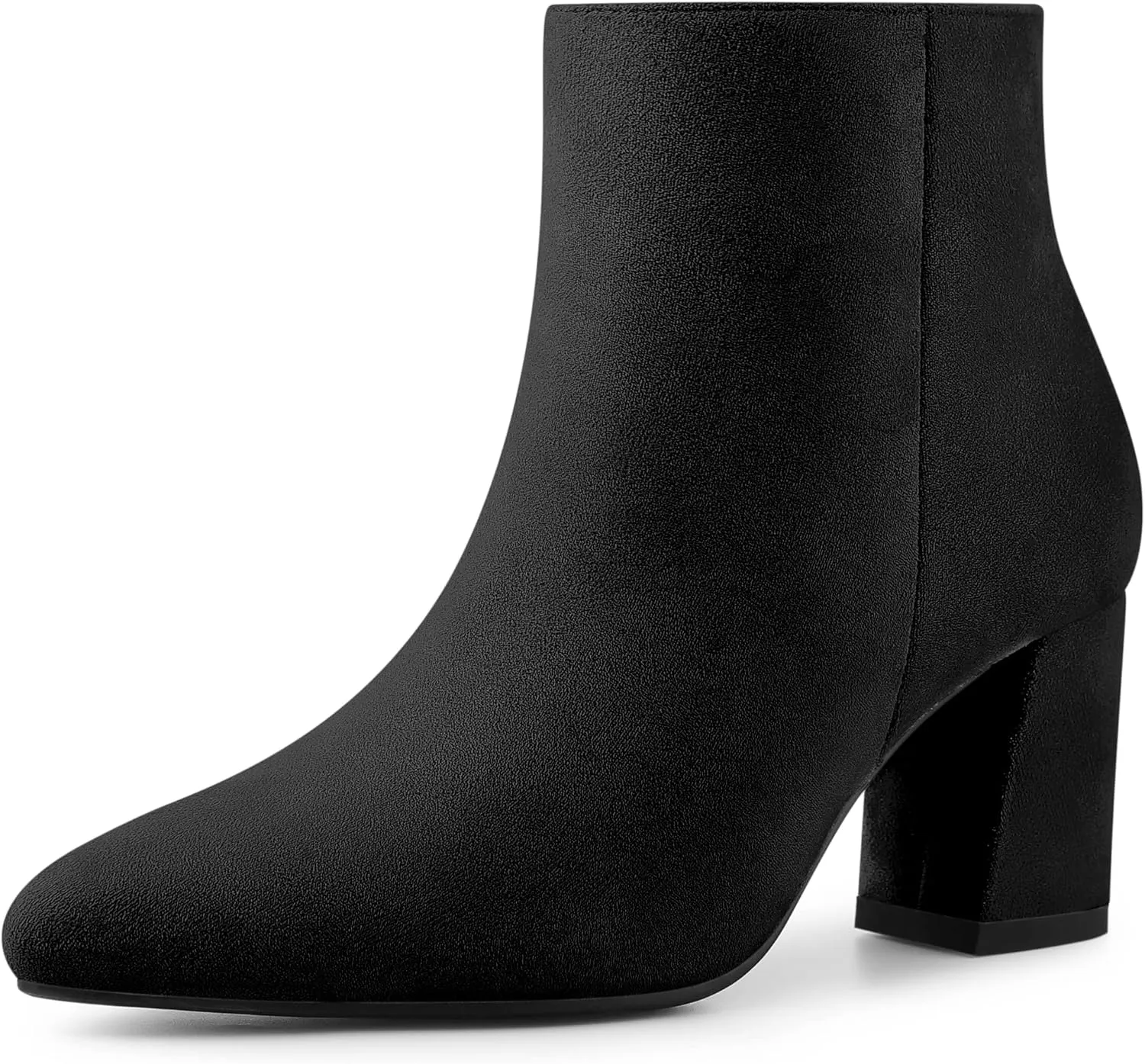 Allegra K Women's Pointy Toe Side Zip Chunky Heels Ankle Boots