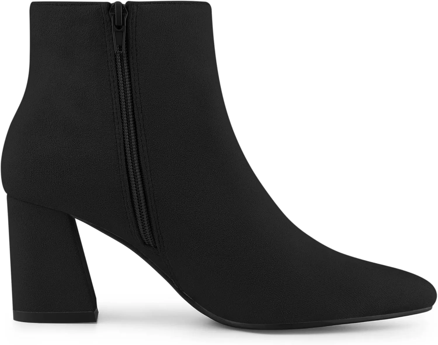 Allegra K Women's Pointy Toe Side Zip Chunky Heels Ankle Boots