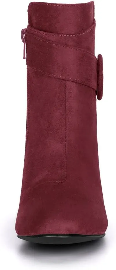 Allegra K Women's Round Toe Block Heel Boots Ankle Booties