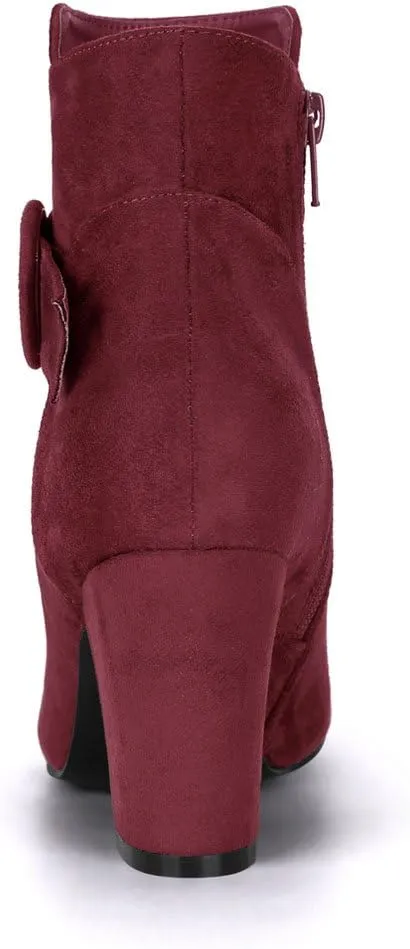 Allegra K Women's Round Toe Block Heel Boots Ankle Booties
