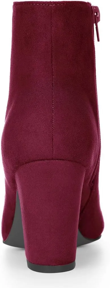 Allegra K Women's Round Toe Chunky Heel Ankle Boots