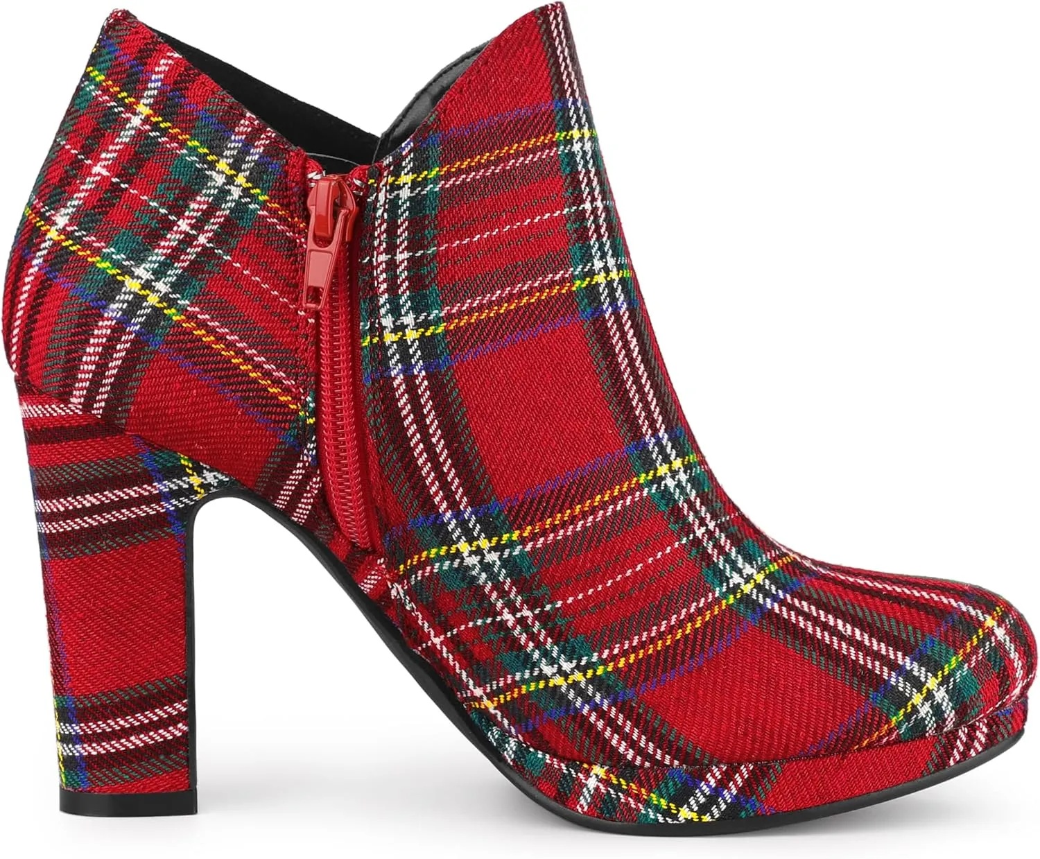 Allegra K Women's Round Toe Chunky Heeled Ankle Heel Boots