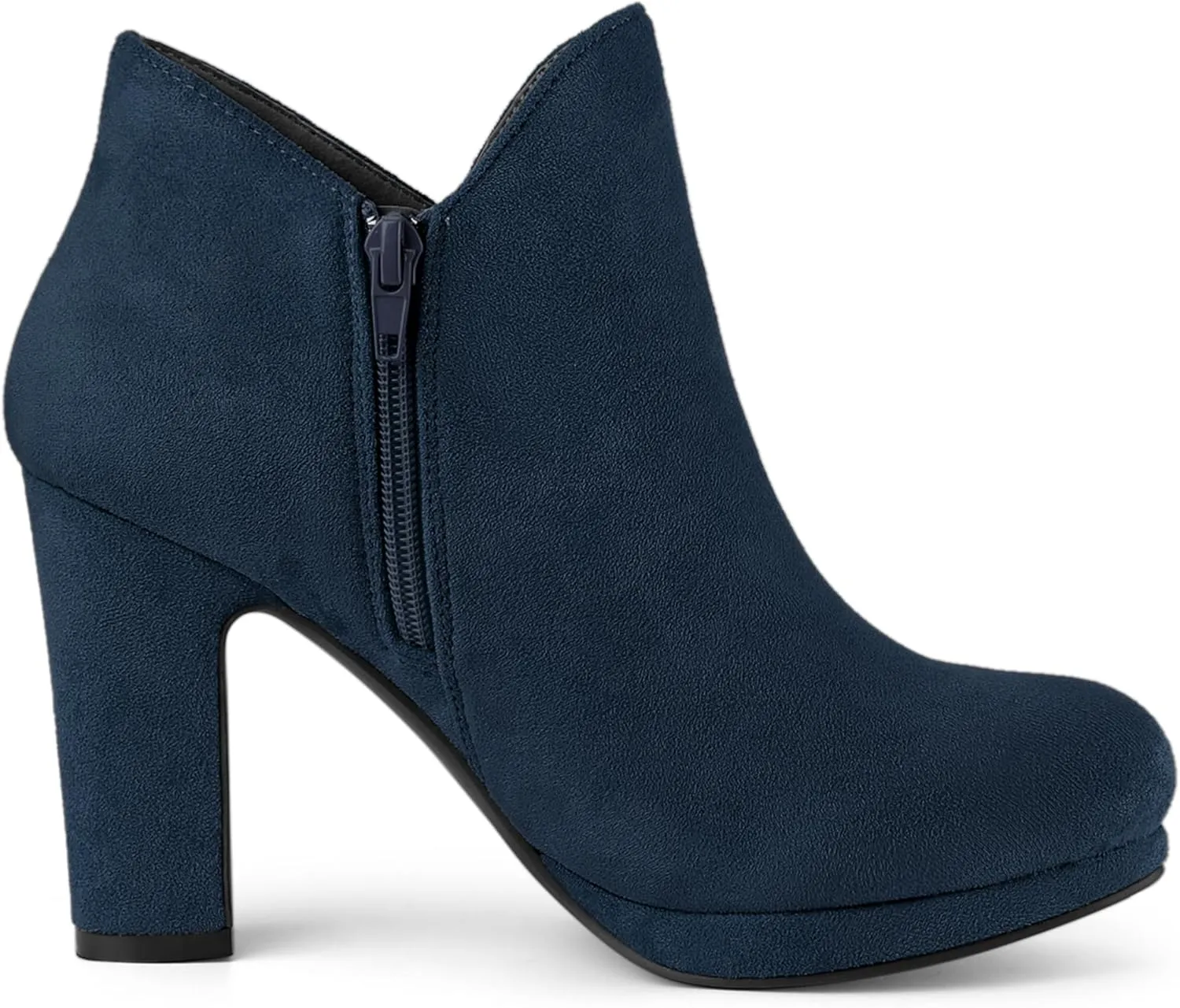 Allegra K Women's Round Toe Chunky Heeled Ankle Heel Boots